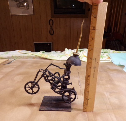 VTG Motorcycle Sculpture from Oil Can and Other Metal Objects