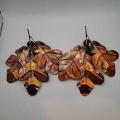 Brass Tone Oak Leaves Set with 3 Wood Acorns Home Interiors HOMCO Fall Autumn