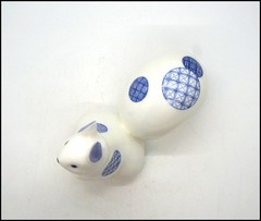 Modernist Noritake Bone China Squirrel Figurine Blue & Gold Japanese Crests 1326