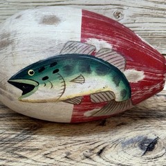 Decorative Large Fishing Bobber Painted Christmas Ornament 4 1/4″ Bass