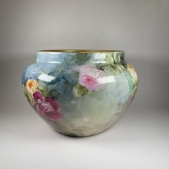Limoges W.G. & Co France Hand Painted Floral Jardiniere Cachepot 11”W X 7.5” T