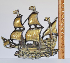 Nautical Schooner Sailing Ship Cast Aluminum Wall Hanging 14 x 13 Made in Japan