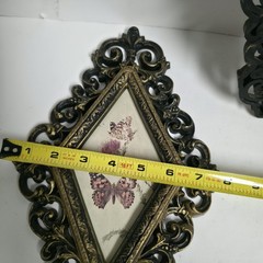 VTG Homco Home Interiors Butterfly Diamond Wall Plaques Set of 3 Gold Frames
