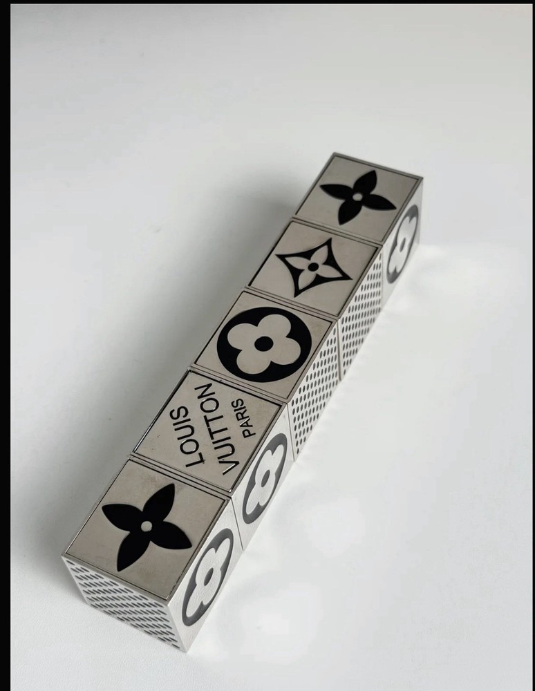 Authentic Louis Vuitton Mono Metal Dice Cube Game Set Original Box Rare collect