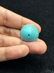 Ancient Near Eastern Sassanid Sasanian Turquoise Intaglio Seal Stamp Dome Bead