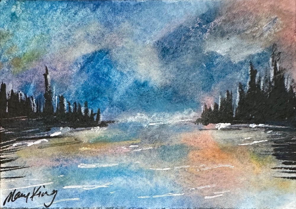 Original Watercolor ACEO Painting by Mary King – Blue Skies