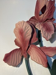 Vintage Toleware Metal Iris Pair