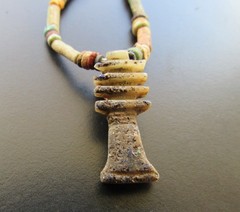 NILE Ancient Egyptian Djed Amulet Mummy Bead Necklace ca 600 BC