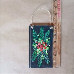 Set Of 2 Folk Art Hand Painted Decorative Wood Wall Hanging Floral Motif