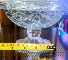 Vintage Lead Crystal Glass Lidded Candy Dish/Comport Diamond Pattern.