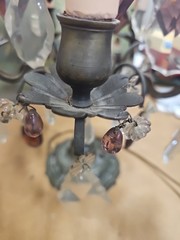 #5283 A Rare Pair Of Brass and Crystal￼ Candelabra Lamp 1800’S “WORKING”