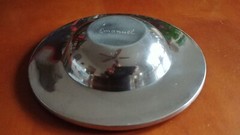 Yair Emanuel Red Enamel & Cast Aluminum Bowl Pomegranate Design Signed