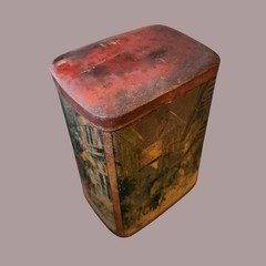 Edwardian “Early Bird Inn” Village Scene Tea Caddy (c.1910–1925)