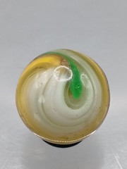 .66″ Akro Corkscrew Popeye Yellow, Green, White Marble- #CE126