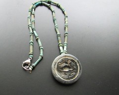 NILE Ancient Egyptian/ Near Eastern Seal Amulet Mummy Bead Necklace ca 600 BC