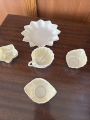 Belleek Irish Porcelain 12 Point Trinket Dish 3rd Black Mark & Seashell Cup