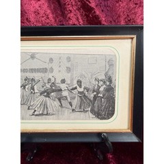 Antique Wall Art – Framed Print – Edwardian Women Fencing – 7.5 x 5.5″