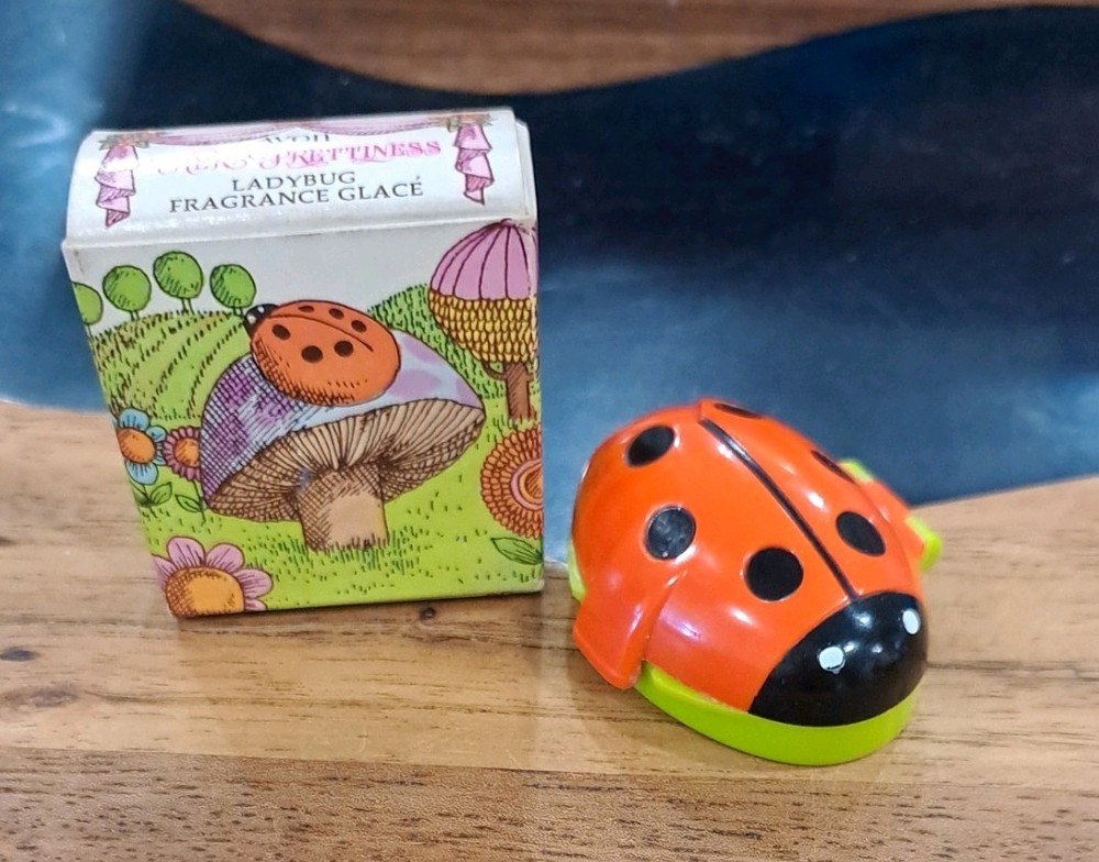 Vintage Avon Her Prettiness Ladybug Fragrance Glace Solid Perfume with Box
