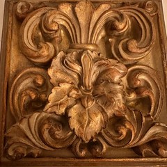 Ornate Square Relief Medallion Wall Plaque Mold Brown Finish Heavy 7″