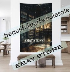 Gothic Library Wall Hanging Tapestry Study Aesthetic 39X59 in