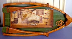 Rustic Canoe Shadow Box Fishing Wall Art – Bass, Lures, & Miniature Oars