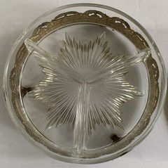 VTG Gold Ormolu Hollywood Regency Brass Beveled Glass Divided Trinket Jewel Box