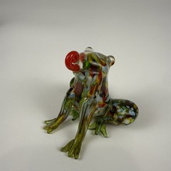 Fitz and Floyd Art Glass Frog Figurine Multicolor Millefiori Hand‑Blown Display