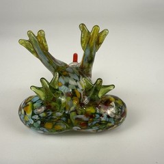 Fitz and Floyd Art Glass Frog Figurine Multicolor Millefiori Hand‑Blown Display