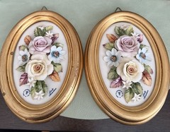 Capodimonte Porcelain 3D Flowers Framed Made in Italy Carlo Lowastano(small Chip