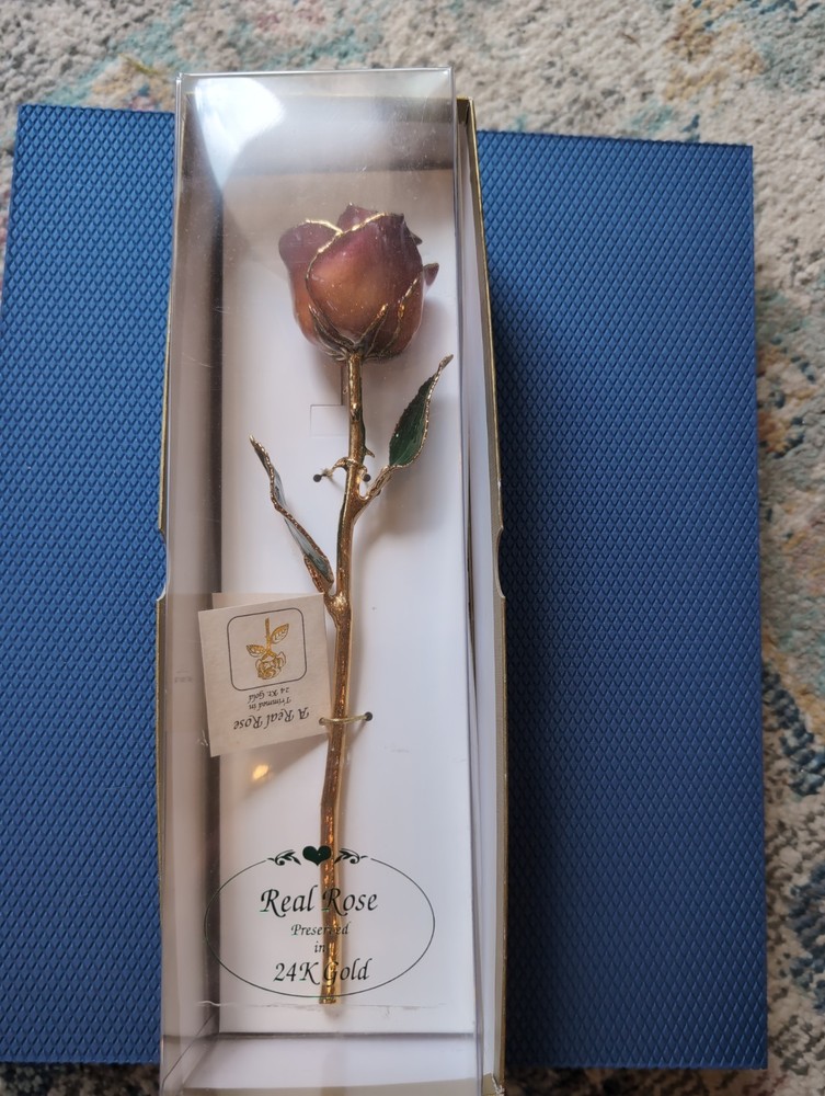Vintage Real 24K Gold Dipped Rose