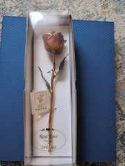 Vintage Real 24K Gold Dipped Rose