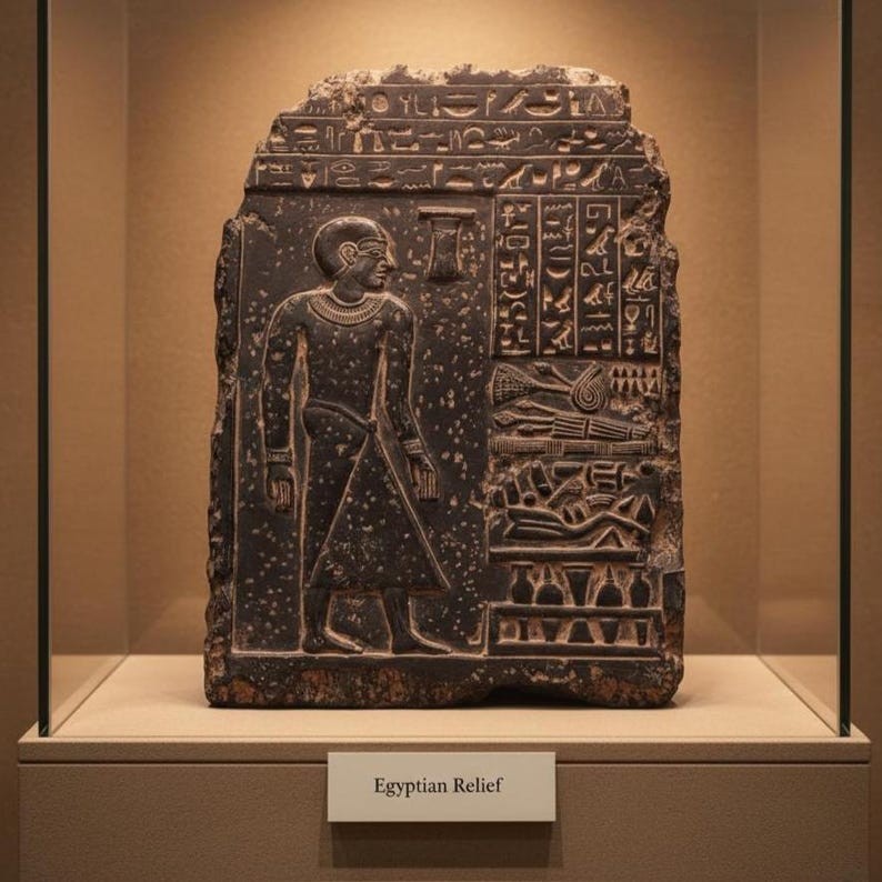 Ancient Egyptian Relief Scene with Hieroglyphics Rare Pharaonic Antiquities BC