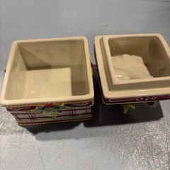 VTG FITZ AND FLOYD CLASSIC CHRISTMAS BOX & LID WITH BOW 3.5” X 3.5” Mint Cond