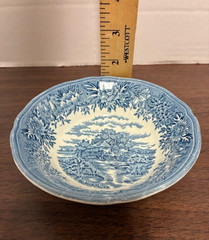 Blue & White English Village By Salem China Co. Olde Staffordshire 4″ Small Bowl