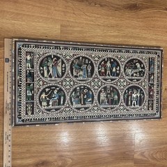 Vintage Egyptian Inlaid Mosaic Panel – Mythological Scenes Wall Art Decor