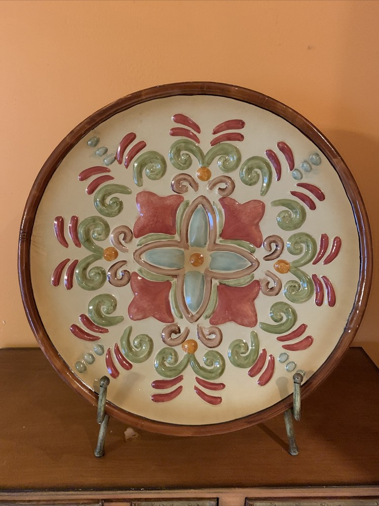 Metal Punched Tin Plate Decorative 20”Hand Painted With Stand