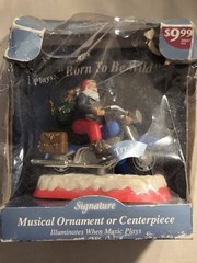 Santa On Motorcycle Musical Ornamental Signature Collection Born To Be Wild Xmas