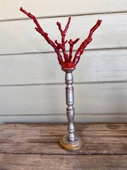 Italian Baroque Style Faux Red Coral Specimen on the Silver Gilt Wood Pillar