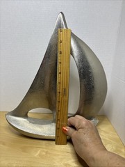SAIL BOAT SCULPTURE, CAST ALUMINUM, 14” Tall X 12” Wide
