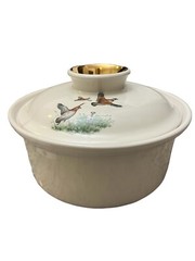Vintage Crown Staffordshire Round Tureen Bowl Pheasants Grouse Bird Unbranded
