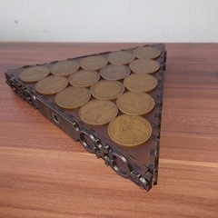 Vintage British Penny Coin Coaster Tray – Pre-Decimal 1930s 1940s Treen
