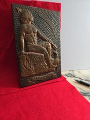 Vintage Greek Copper Relief Plaque KEFALOS Cephalus Mythology Kefallinia ΚΕΦΑΛΟΣ