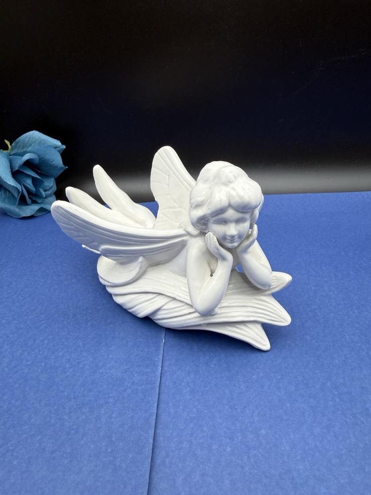 Vintage Fitz And Floyd Fairy Figurine Trinket Dish Art Nouveau Porcelain Ceramic