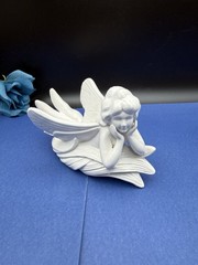 Vintage Fitz And Floyd Fairy Figurine Trinket Dish Art Nouveau Porcelain Ceramic
