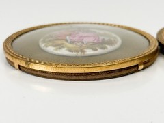 Victorian Signed Fragonard Framed Porcelain Rounds Antique Art Couple Love
