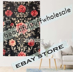 Gothic Wall Tapestry Crimson Rose Regal luxurious ornate bloom 59X82 in