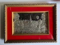 Vintage,Handmade Metal Wall Art, LAO.PDR-Laos Landmarks Framed Decor,15×10.5×1.5