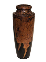 Large Art Nouveau Pokerwork Vase, 30 cm, Gumleaves