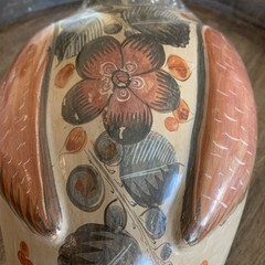 Vintage Tonala Pottery Hand Painted Duck Mexico Folk Art Large