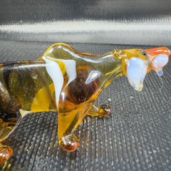 Venetian Art Glass Hand Blown Tiger Cat Hand Made Italian Glass Figurine Figure